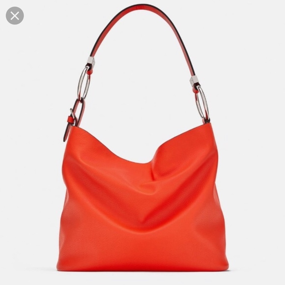 Zara coral bucket bag with rings